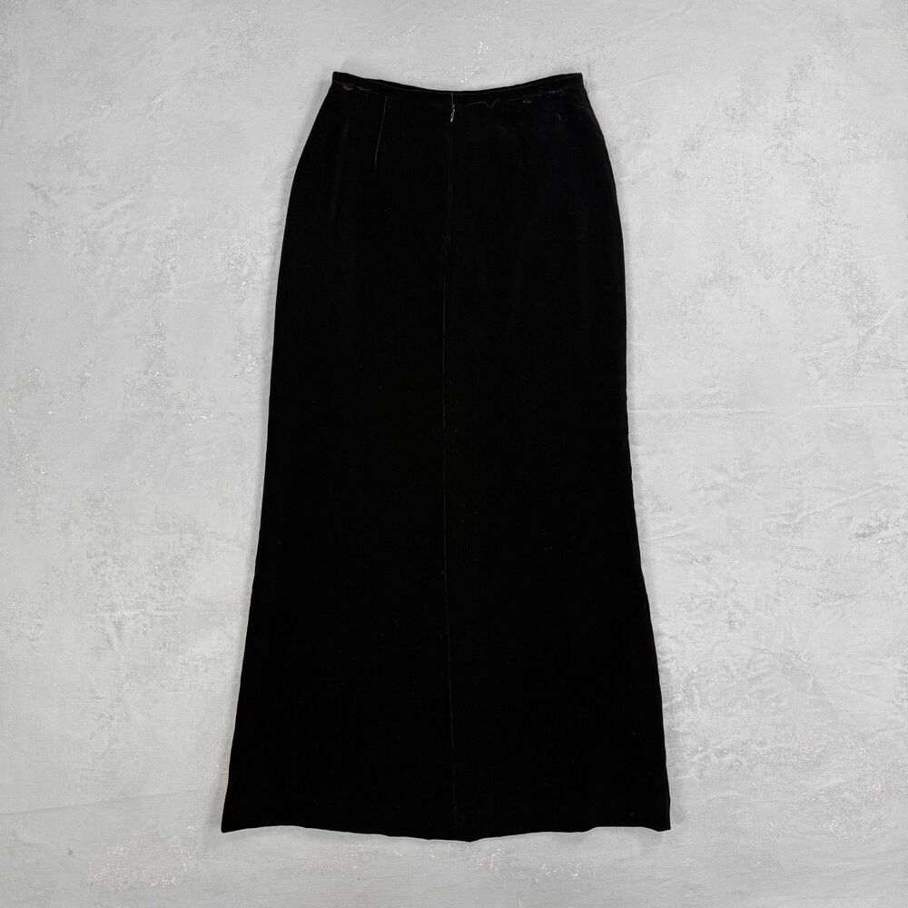 Vintage Kay Unger Black Silk Blend Velvet Maxi Skirt Women's 6 - Picture 2 of 4